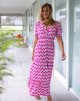 Jo Dress - Chevron Fuchsia Rose