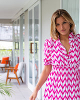 Jo Dress - Chevron Fuchsia Rose