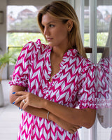 Jo Dress - Chevron Fuchsia Rose