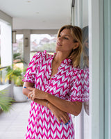 Jo Dress - Chevron Fuchsia Rose