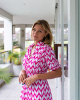 Jo Dress - Chevron Fuchsia Rose