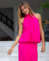 Gemma Top - Plain Fuschia Bamboo Satin