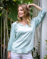 Lyra Top - Ice Blue Bamboo Satin