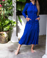 Mariel Dress - Midnight Blue Bamboo Satin