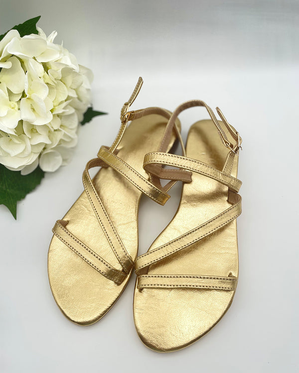 Mykonos Sandal - Gold Cross Strap