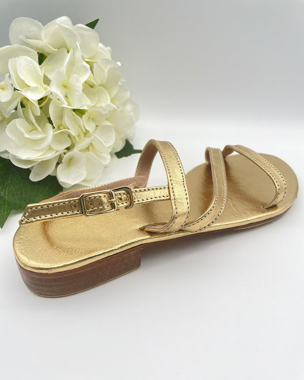 Mykonos Sandal - Gold Cross Strap