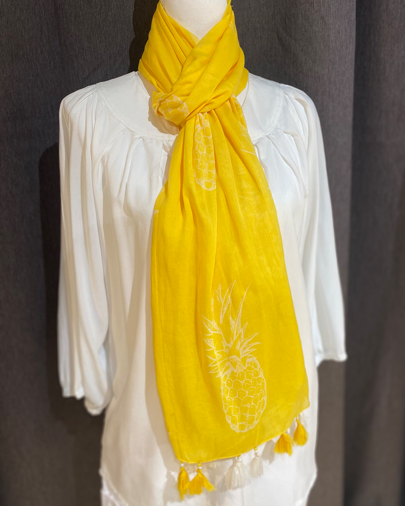 Pineapple Yellow Tassel Scarf