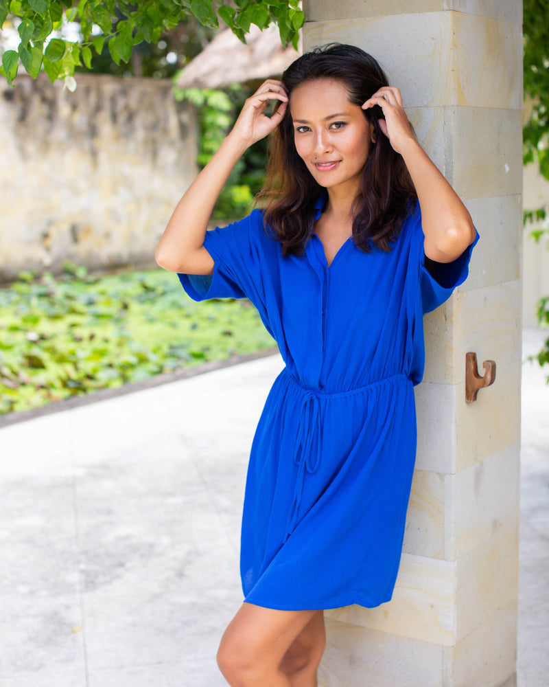 Priya Dress - Cobalt Crinkle