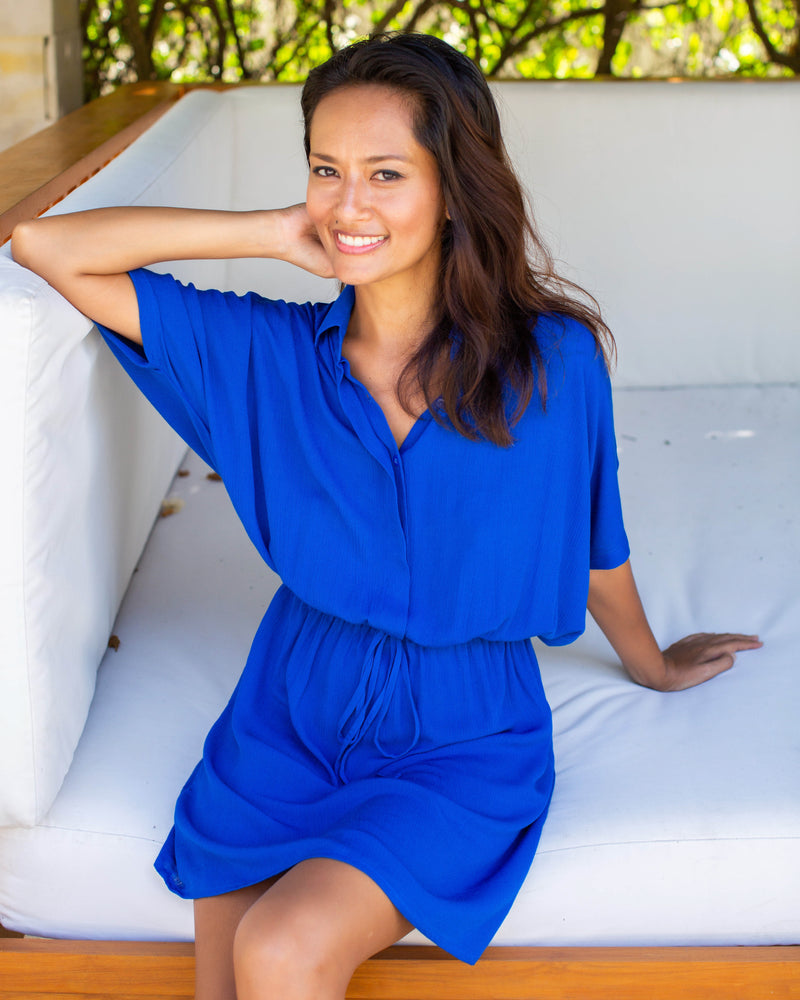 Priya Dress - Cobalt Crinkle