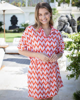 Priya Dress - Chevron Orange