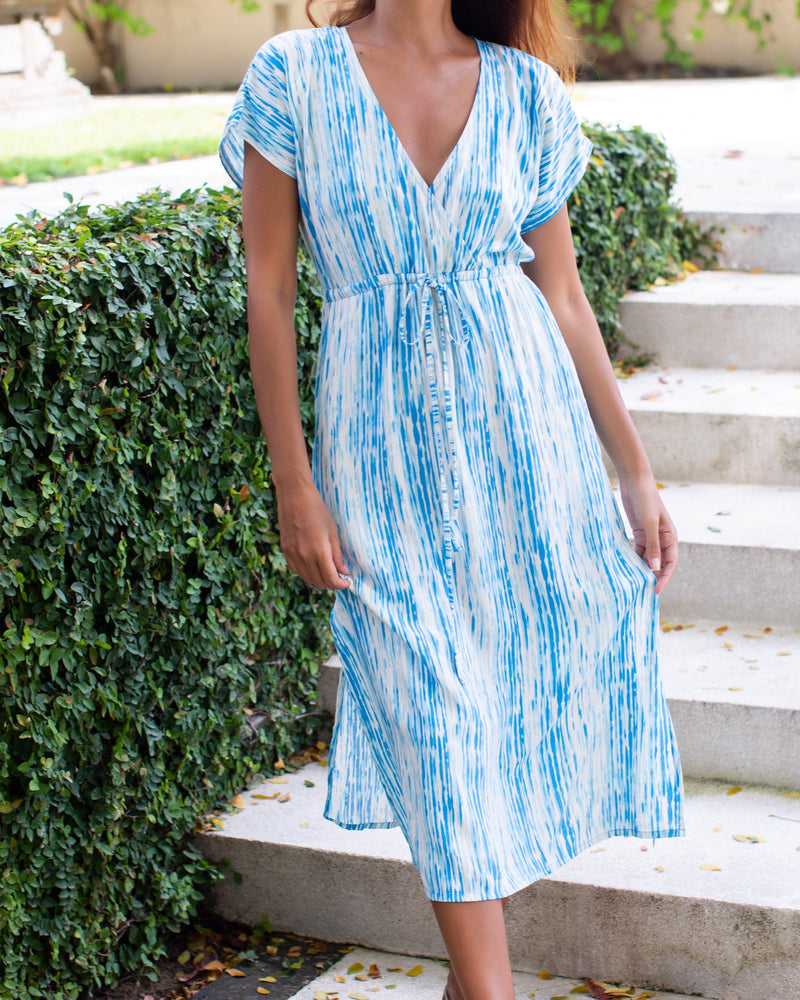Selena Dress - Sky Blue Stripe Tie Dye