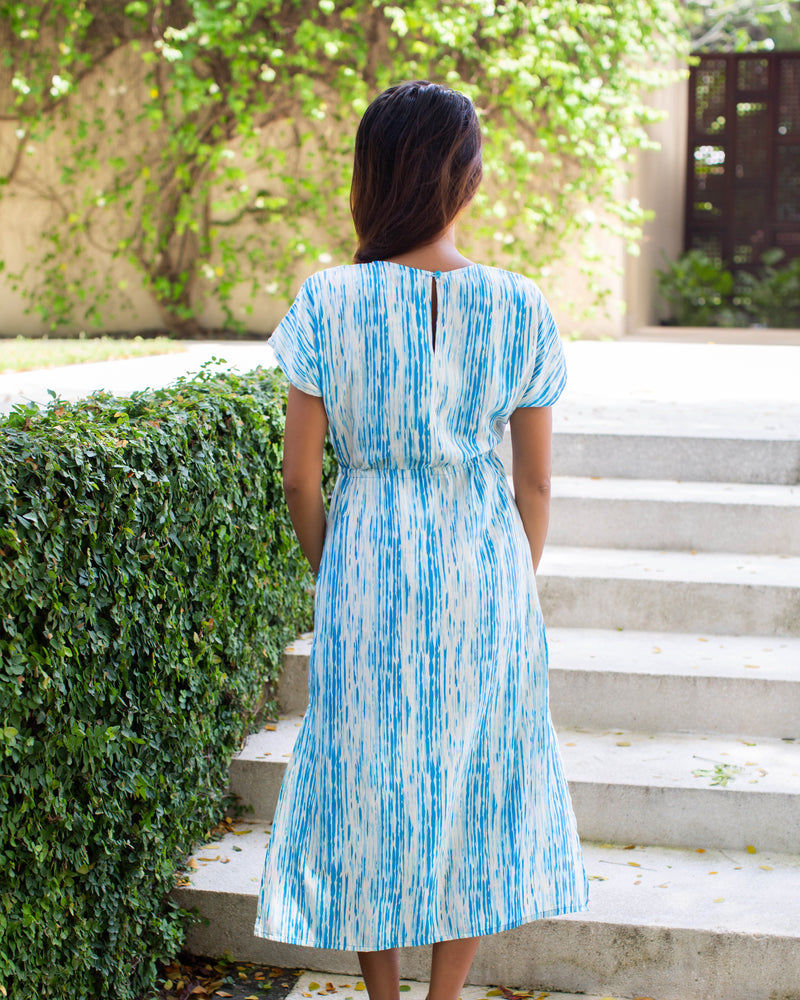 Selena Dress - Sky Blue Stripe Tie Dye