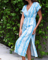 Selena Dress - Sky Blue Stripe Tie Dye
