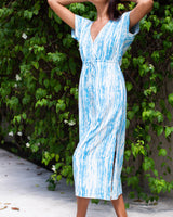 Selena Dress - Sky Blue Stripe Tie Dye