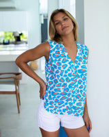 Solo Top - Aqua Coral Leopard