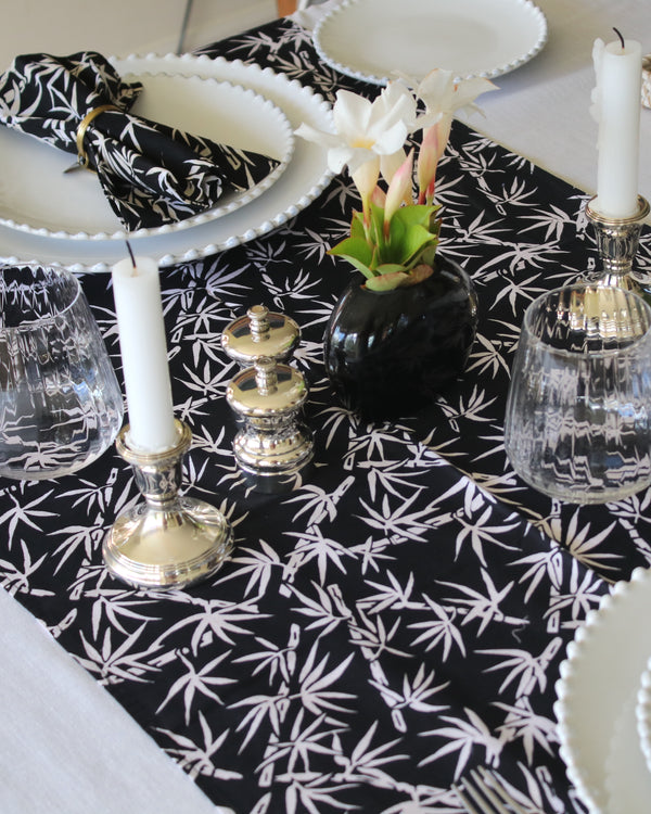 Table Runner - White Bamboo on Black