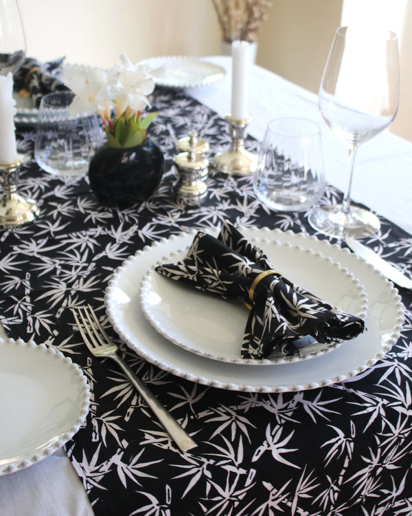 Table Runner - White Bamboo on Black