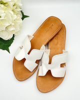 Leather Sliders - White