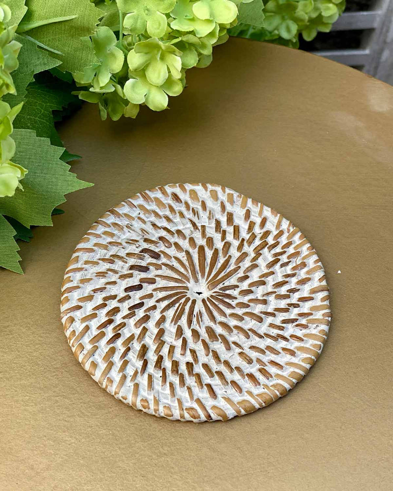 White Rattan Coaster (Set of 2)