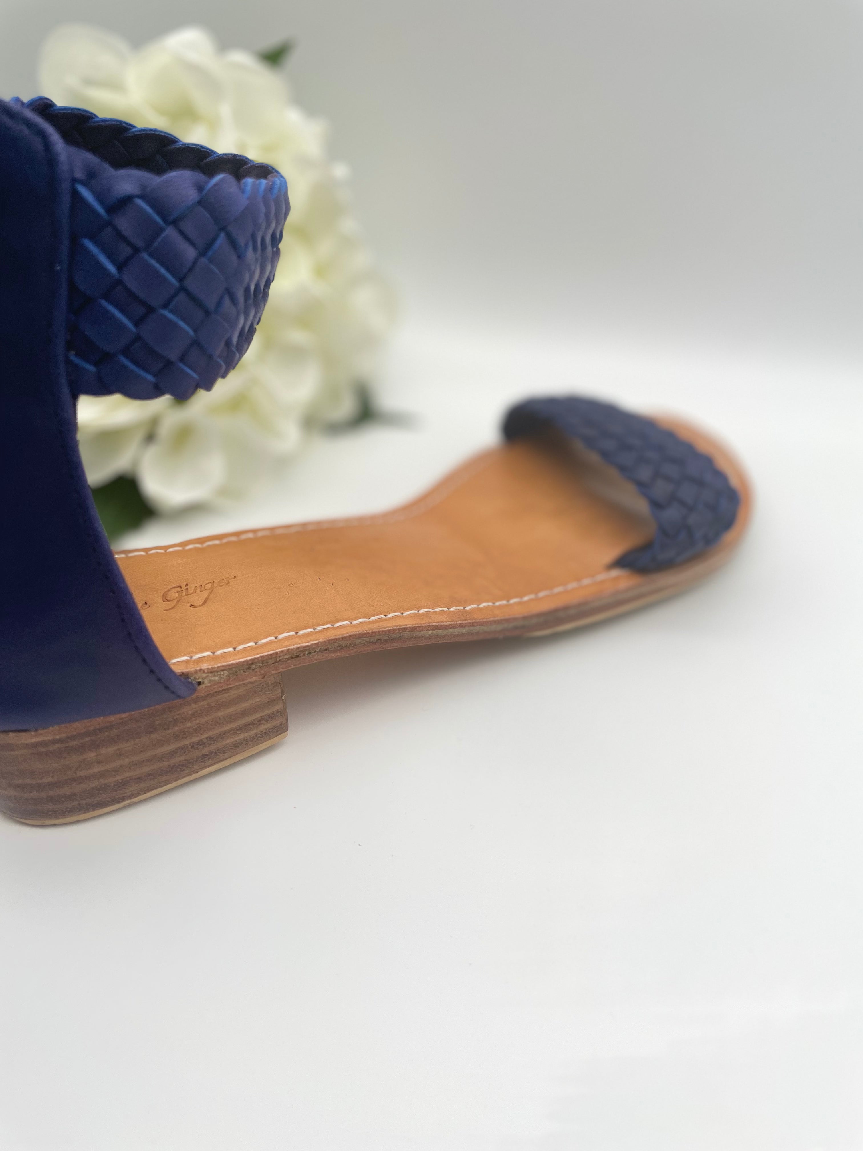 Bahama Sandal - Navy Block Heel