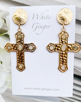 Large Rivoli - Cross Earrings