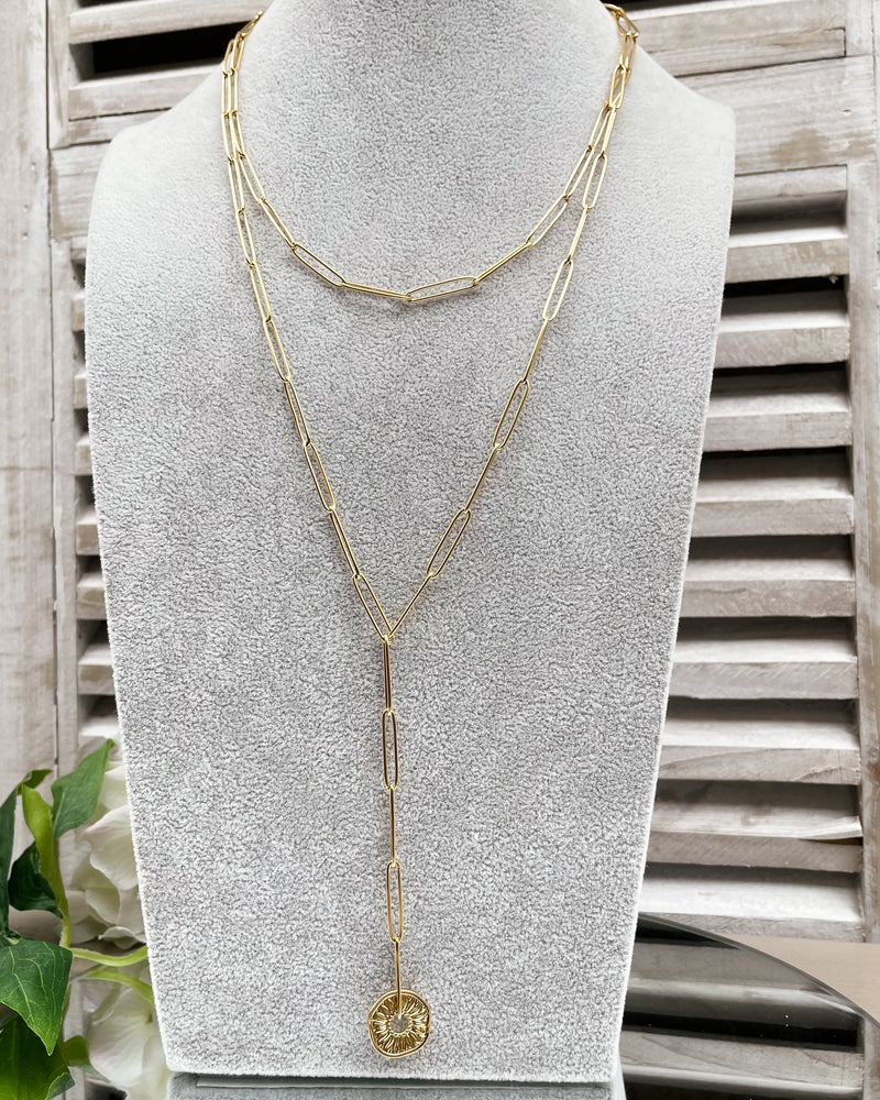 Rosalie - Link Chain Disc Pendant Necklace