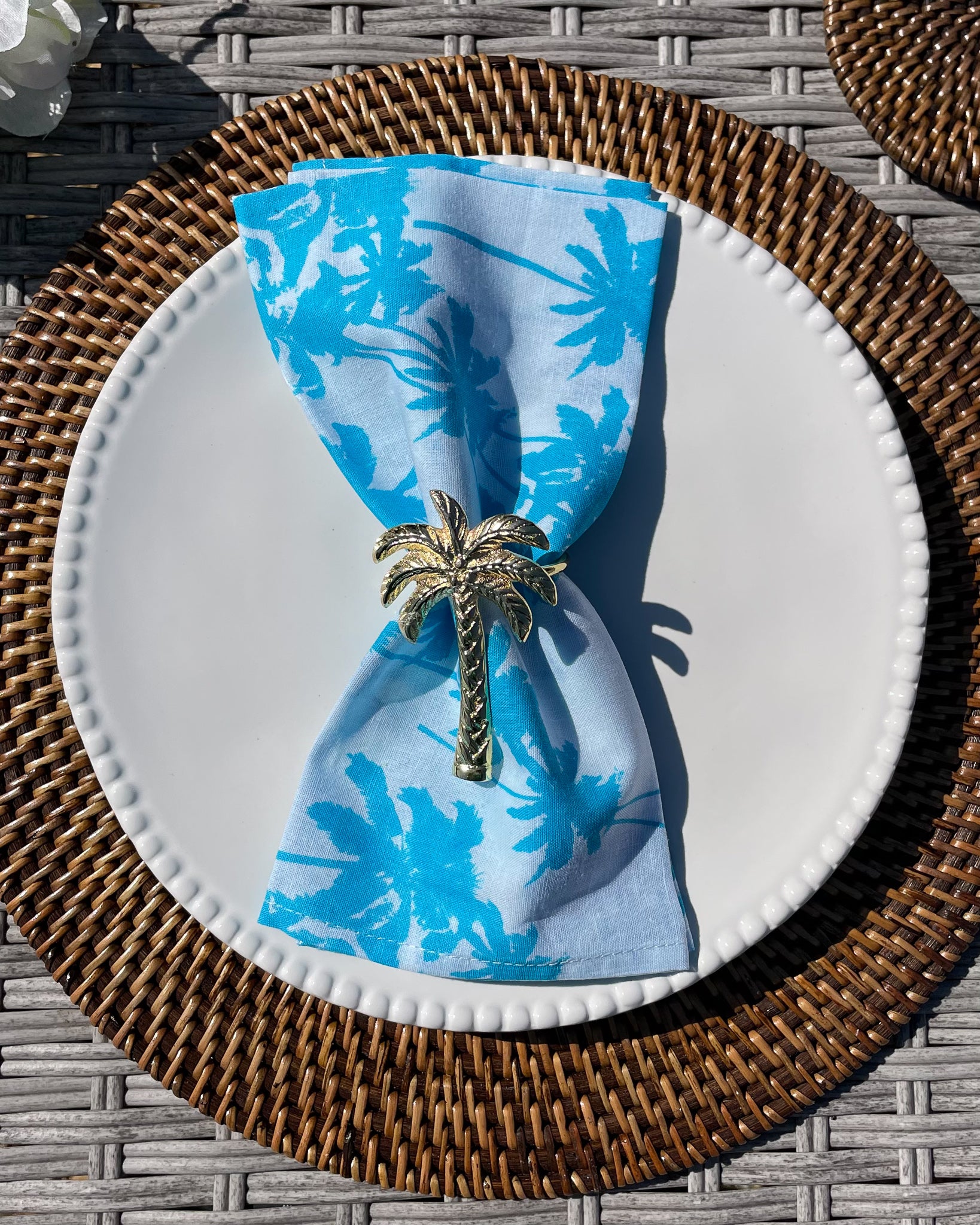 Napkins - Turquoise Palm Tree (Set Of 4)