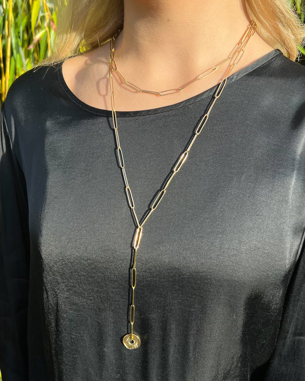 Rosalie - Link Chain Disc Pendant Necklace