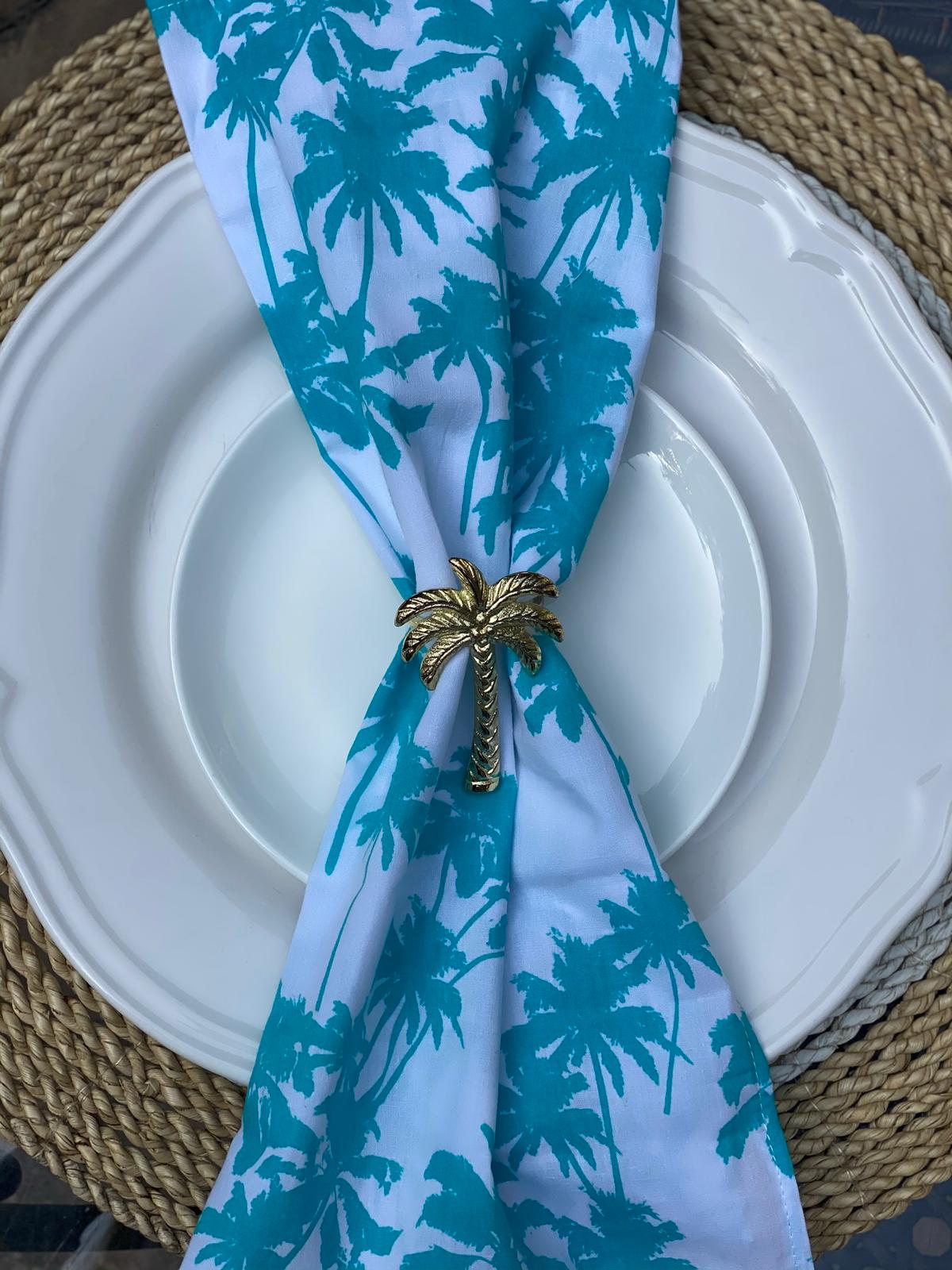 Napkins - Turquoise Palm Tree (Set Of 4)