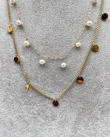 Sylvie - Two Tier Pearl and Disc Necklace