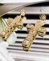 Agatha - Diamante Cross Earrings