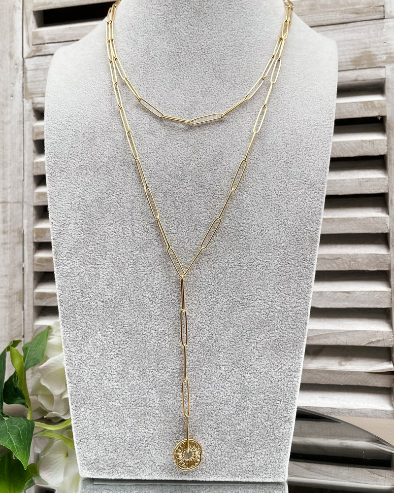 Rosalie - Link Chain Disc Pendant Necklace