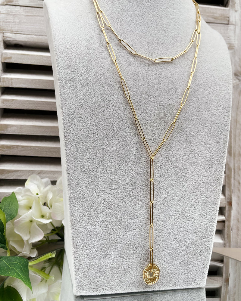 Rosalie - Link Chain Disc Pendant Necklace