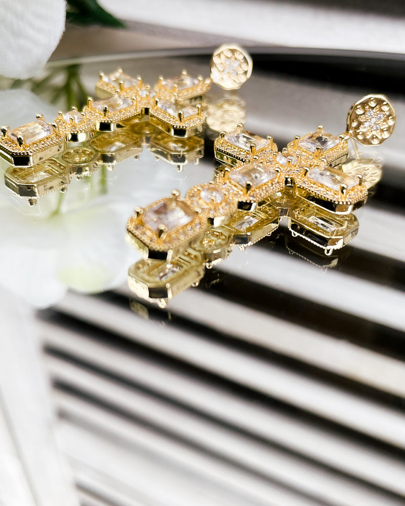 Agatha - Diamante Cross Earrings