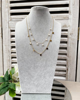 Sylvie - Two Tier Pearl and Disc Necklace